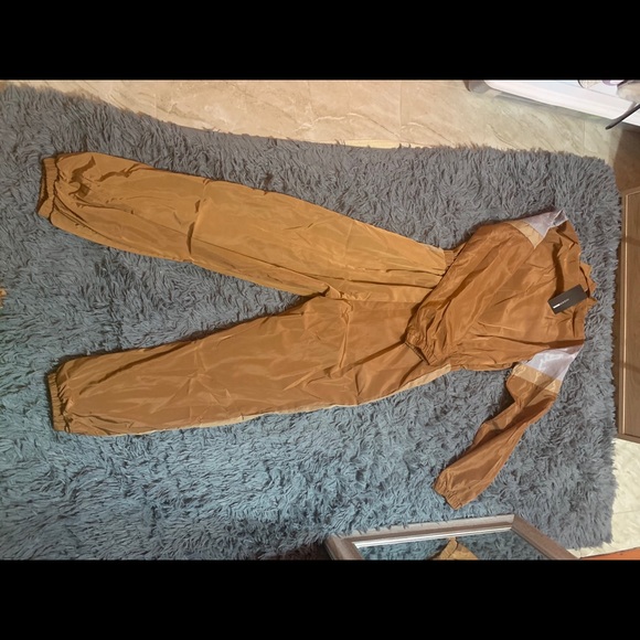 On The Fast Track Windbreaker Jumpsuit Brown Combo - Picture 3 of 3